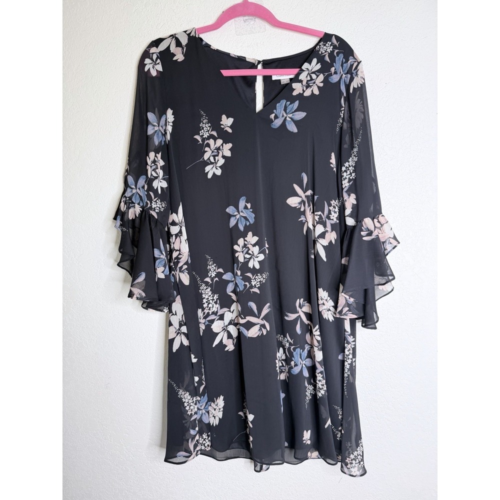 Calvin Klein Dress Womens 14 Floral Sheer Boho Cottagecore Coastal Romantic